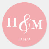 Einfache Elegante Moderne Mit Monogramm Hochzeit Runder Aufkleber (Vorderseite)