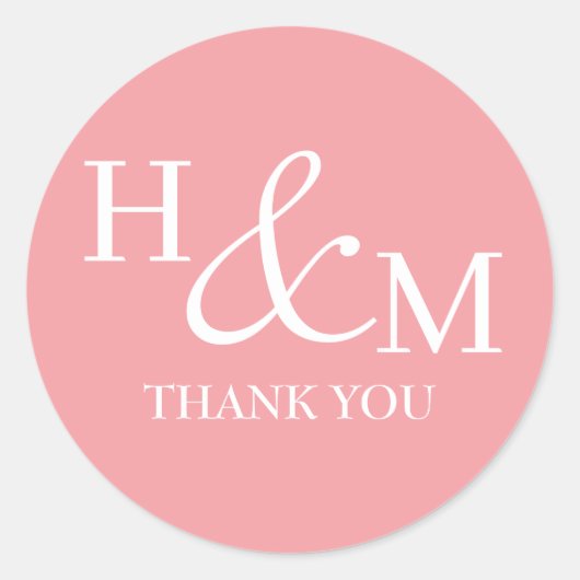 Einfache Elegante Moderne Mit Monogramm Hochzeit Runder Aufkleber (Vorderseite)