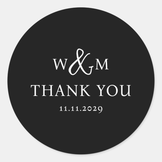 Einfache Elegante Moderne Mit Monogramm Hochzeit Runder Aufkleber (Vorderseite)