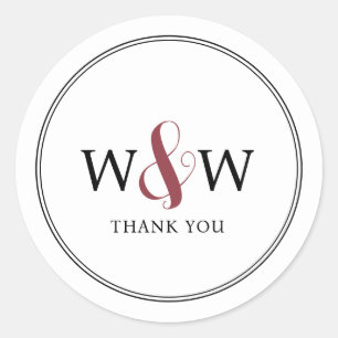 Einfache Elegante Moderne Mit Monogramm Hochzeit Runder Aufkleber