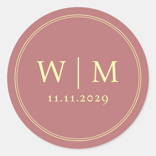 Einfache Elegante Moderne Mit Monogramm Hochzeit Runder Aufkleber (Vorderseite)