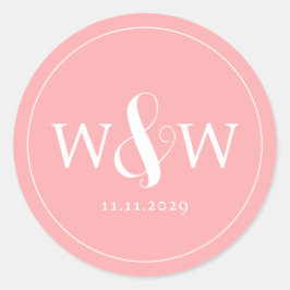 Einfache Elegante Moderne Mit Monogramm Hochzeit Runder Aufkleber