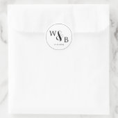 Einfache Elegante Moderne Mit Monogramm Hochzeit Runder Aufkleber (Tasche)