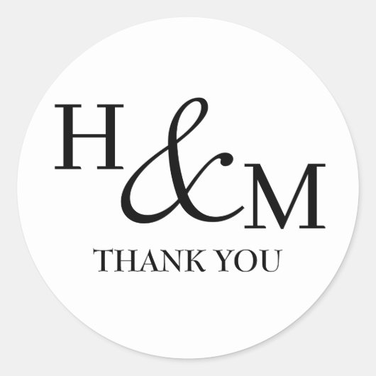 Einfache Elegante Moderne Mit Monogramm Hochzeit Runder Aufkleber (Vorderseite)