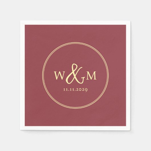 Einfache Elegante Moderne Mit Monogramm Hochzeit Serviette (Vorderseite)