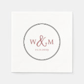Einfache Elegante Moderne Mit Monogramm Hochzeit Serviette (Vorderseite)