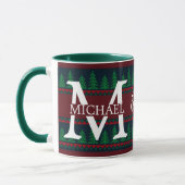 Einfache Elegante Moderne Mongram Weihnachtsfeiert Tasse (Links)