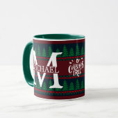 Einfache Elegante Moderne Mongram Weihnachtsfeiert Tasse (Vorderseite Links)
