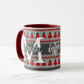 Einfache Elegante Moderne Mongram Weihnachtsfeiert Tasse (Vorderseite Links)