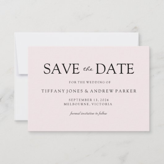 Einfache Elegante Moderne Peach Wedding Speichern  Save The Date (Vorderseite)
