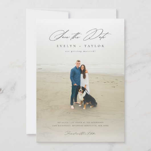 Einfache elegante moderne QR-Code-Foto-Hochzeit Save The Date (Vorderseite)