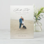 Einfache elegante moderne QR-Code-Foto-Hochzeit Save The Date (Stehend Vorderseite)