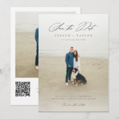 Einfache elegante moderne QR-Code-Foto-Hochzeit Save The Date (Vorne/Hinten)