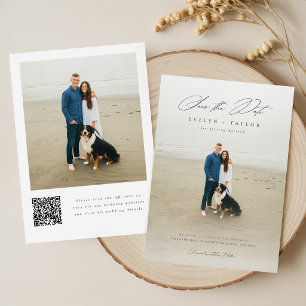 Einfache elegante moderne QR-Code-Foto-Hochzeit Save The Date