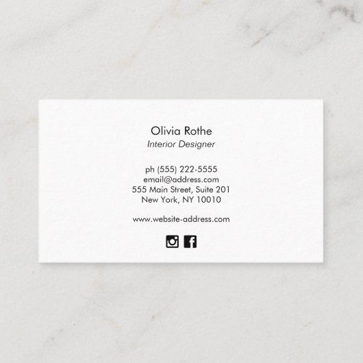 Einfache elegante, moderne rosa Visitenkarte (Rückseite)