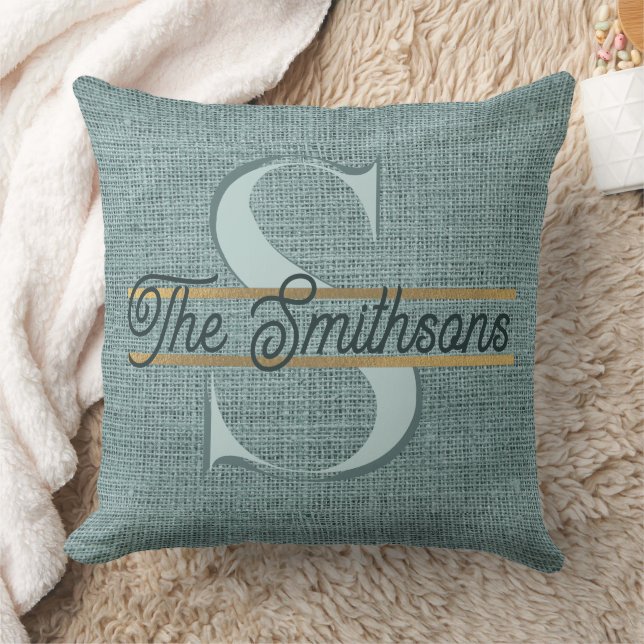 Einfache Elegante Moderne Rustikale Gold Monogram  Kissen (Decke)