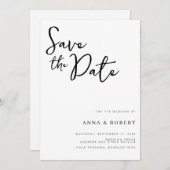 Einfache Elegante Moderne Schwarz-Weiß-Hochzeit Save The Date (Vorne/Hinten)