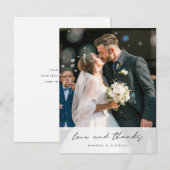 Einfache Elegante Moderne Schwarze Schrift Foto Ho Dankeskarte (Vorne/Hinten)