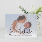 Einfache Elegante Moderne Schwarze Schrift Foto Ho Save The Date (Stehend Vorderseite)