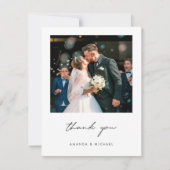 Einfache Elegante Moderne Script 1 Foto Hochzeit Dankeskarte (Vorderseite)