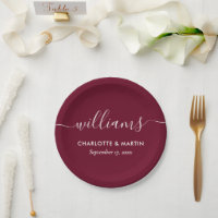 Einfache elegante moderne Script Burgundy Hochzeit