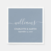 Einfache Elegante Moderne Script Dusty Blue Weddin Serviette (Vorderseite)
