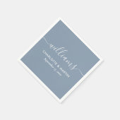Einfache Elegante Moderne Script Dusty Blue Weddin Serviette (Ecke)