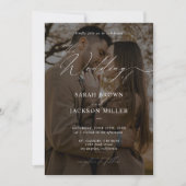 Einfache Elegante moderne Script QR Code Foto Hoch Einladung (Vorderseite)