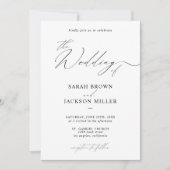 Einfache Elegante moderne Script QR Code Hochzeit Einladung (Vorderseite)