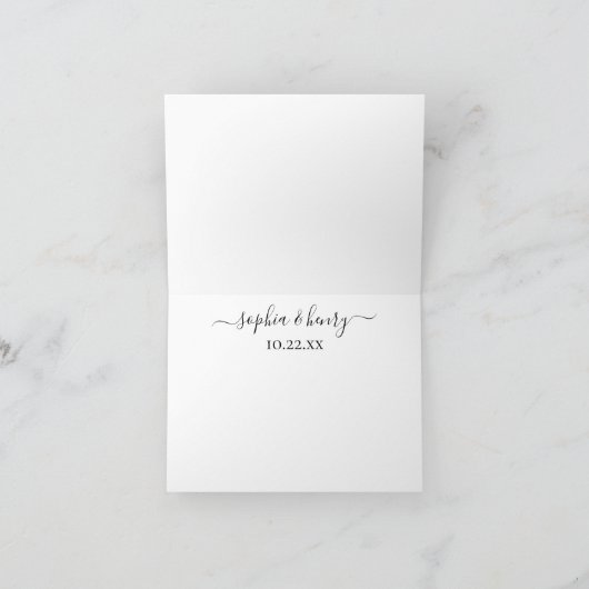 Einfache Elegante Moderne Script Rose Hochzeit T Dankeskarte (Innenseite)