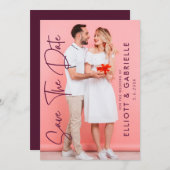 Einfache Elegante Moderne Skript-Foto Hochzeit Save The Date (Vorne/Hinten)
