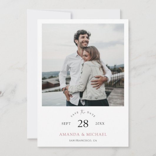 Einfache Elegante Moderne Skript-Foto Hochzeit Save The Date (Vorderseite)