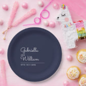 Einfache Elegante Moderne Skripte Navy Blue Pappteller (Party)