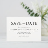 Einfache elegante moderne SkriptWedding Speichern  Save The Date (Stehend Vorderseite)