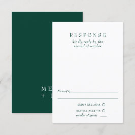 Einfache Elegante Moderne Smaragdgrüne Hochzeit RSVP Karte