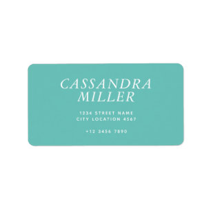 Einfache elegante moderne Teal-Adresse Adressaufkleber