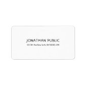 Einfache elegante, moderne Template White Address Adressaufkleber (Vorne)