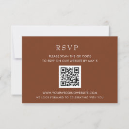 Einfache Elegante Moderne Terracotta - QR CODE RSVP Karte