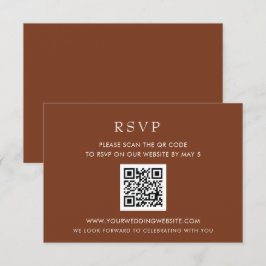 Einfache Elegante Moderne Terracotta - QR CODE RSVP Karte