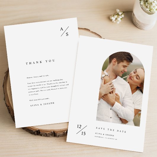 Einfache Elegante Moderne Torbogen-Foto-Hochzeit Save The Date