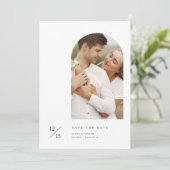 Einfache Elegante Moderne Torbogen-Foto-Hochzeit Save The Date (Stehend Vorderseite)