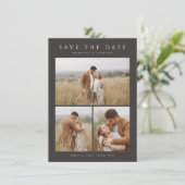 Einfache Elegante Moderne Vier Foto Save The Date (Stehend Vorderseite)