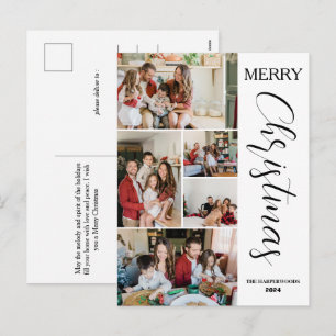 Einfache Elegante moderne Weihnachtsfamilie 5 Foto Feiertagspostkarte