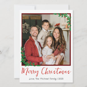 Einfache elegante moderne Weihnachtsfamilienfotos Feiertagskarte