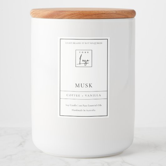 EINFACHE ELEGANTE MODERNE WEISSE LOGO GRENZE KANDL LEBENSMITTELETIKETT (Vorderseite)