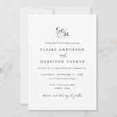 Einfache elegante Mongram-Hochzeitdetails Einladung (Vorderseite)