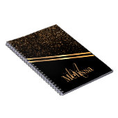 Einfache, elegante Monogram Black and Gold Glitzer Notizblock (Rechte Seite)