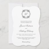 Einfache Elegante Monogram Classic Wedding Einladung (Vorderseite)