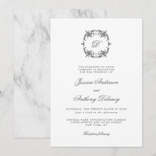 Einfache Elegante Monogram Classic Wedding Einladung