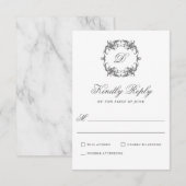 Einfache elegante Monogram Classic Wedding RSVP Karte (Vorne/Hinten)